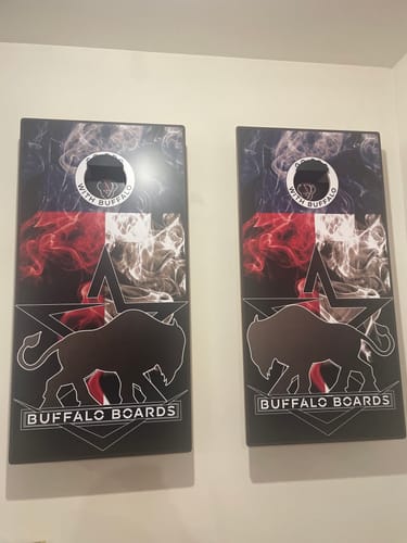 Customer photo review of Buffalo - Texas Smoke - Professional Regulation Cornhole Boards