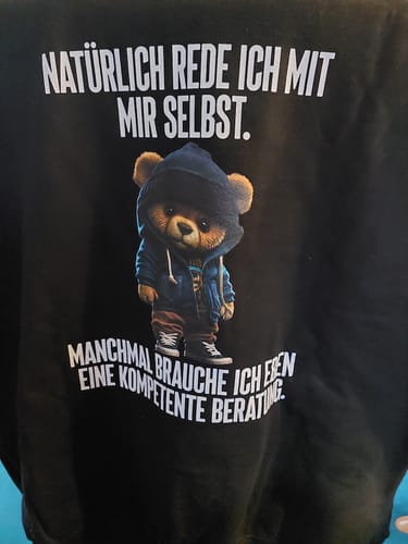 Customer photo review of KOMPETENTE BERATUNG TEDDY Rückendruck Unisex Hoodie