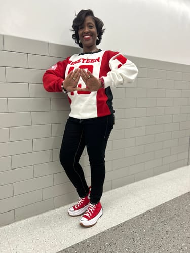 Customer photo review of Delta Sigma Theta Nineteen 13 "J13" Chenille and Embroidered Sweatshirt