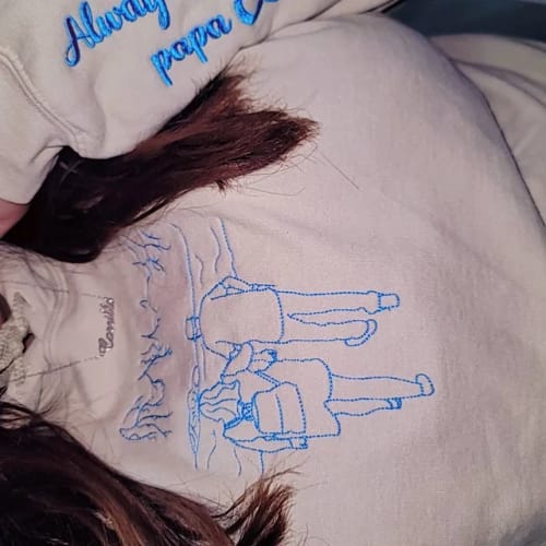 Customer photo review of Custom Photo Line Drawing Embroidered Sweatshirt