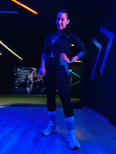 Customer photo review of Boshama Premium 2Pcs High Stretch Fitness Yoga Suit Gym Outfits Set Thumb Holes Jacket and Phone Pocket Leggings