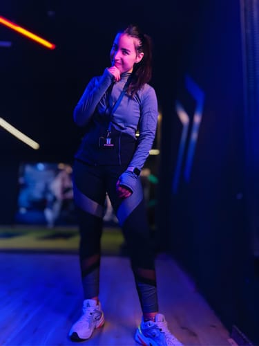 Customer photo review of Boshama Premium 2Pcs High Stretch Fitness Yoga Suit Gym Outfits Set Thumb Holes Jacket and Phone Pocket Leggings