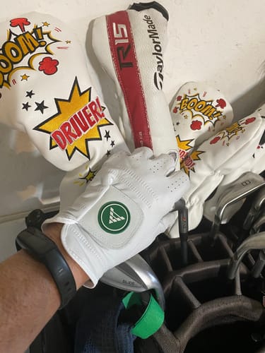 Customer photo review of Premium Cabretta Leather Golf Glove Navy / White