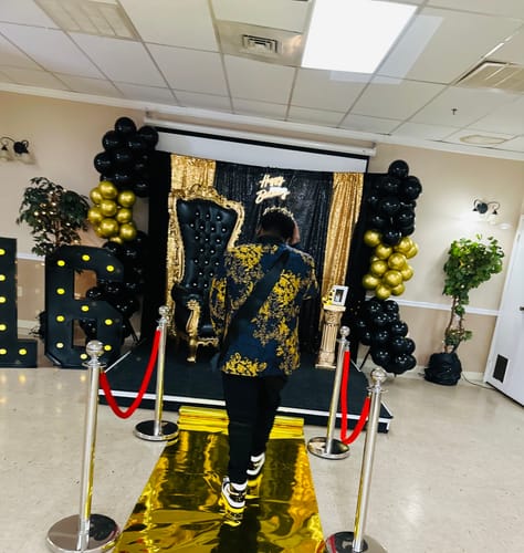 Customer photo review of Men's Dress Party Blue Gold Paisley Suit Jacket Slim One Button Stylish Blazer