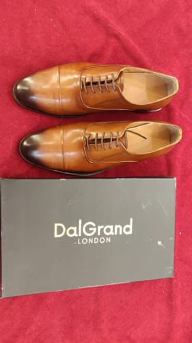 Customer photo review of Luxury Tan Calf Belmont Leather Oxford Shoes