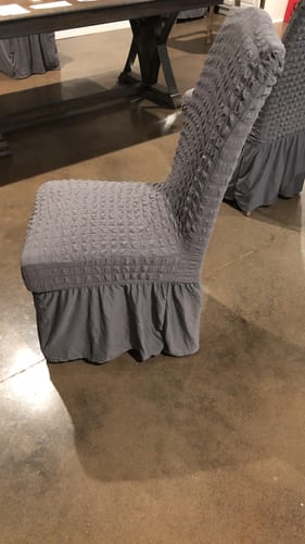 Customer photo review of 2023 Turkish Bubble Frill Chair Covers : Beige