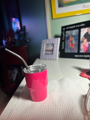 Customer photo review of 2oz Neon Pink Curve Tumbler Shot