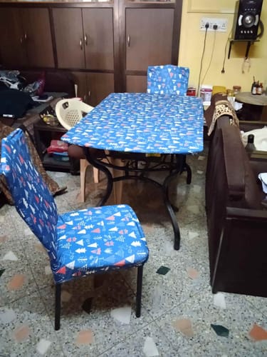 Customer photo review of DivineTrendz Exclusive - Christmas Snow Elastic Chair & Table Cover