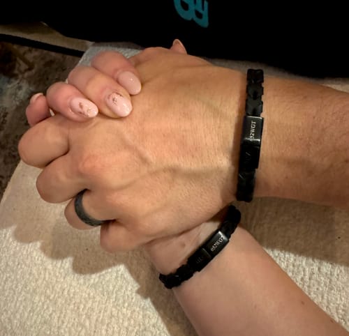 Customer photo review of 8mm Tire Track Leather Bracelet