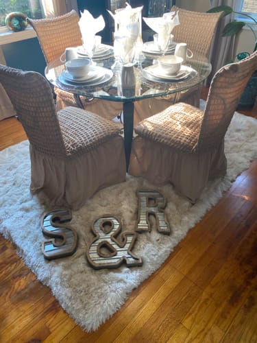 Customer photo review of 2023 Turkish Bubble Frill Chair Covers : Beige