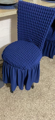 Customer photo review of 2023 Turkish Bubble Frill Chair Covers : Beige