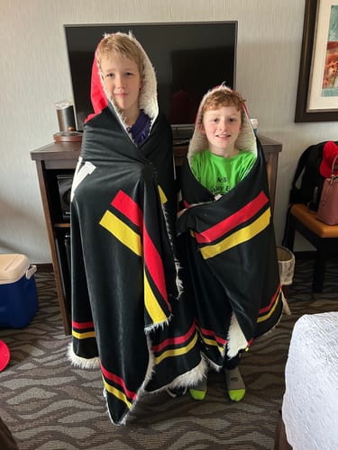 Customer photo review of Personalized Hockey Hooded Blanket