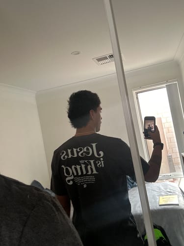Customer photo review of Epiphany 'Jesus Is King' Lightweight T-Shirt