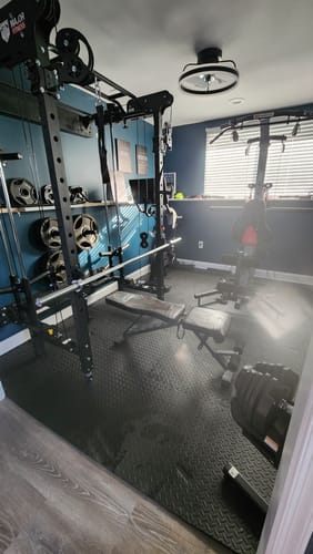 Customer photo review of All-In-One Home Gym Folding Power Rack Lightning F35