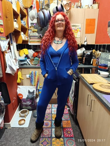 Julie G. review of CASHMERE TRACKSUIT SET ROYAL BLUE image 1 out of 1