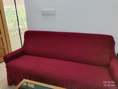 Customer photo review of 2024 Turkish Bubble Frill Sofa Covers : Maroon