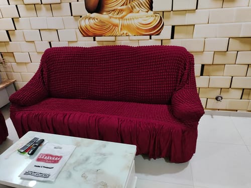 Customer photo review of 2024 Turkish Bubble Frill Sofa Covers : Maroon