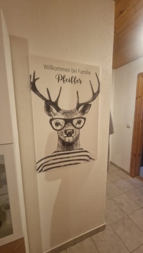 Customer photo review of Personalisierte Leinwand - Hirsch mit Brille No. 1