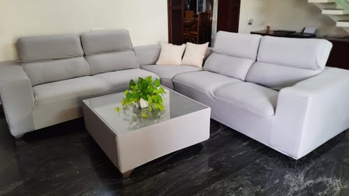 Customer photo review of Grey Weaves Elastic Sofa Slipcovers