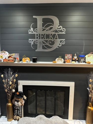 Customer photo review of Metal Split Letter Monogram | Custom Metal Monogram Signs