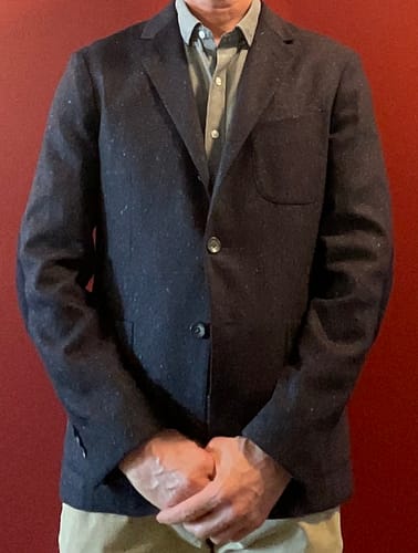 Customer photo review of BOGLIOLI "70" Navy Blue Donegal Tweed Wool-Cotton Unlined Jacket 48 NEW US 38