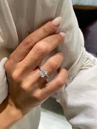 Customer photo review of Hidden Halo Radiant Moissanite Pave Engagement Ring