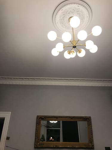 Customer photo review of 12-Light Two-tier Sputnik Opal Globe Chandelier
