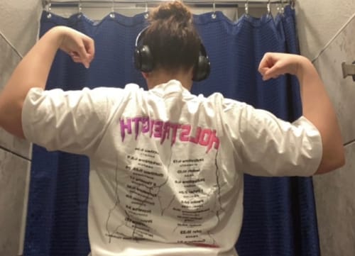 Customer photo review of Band Verse Tee - White