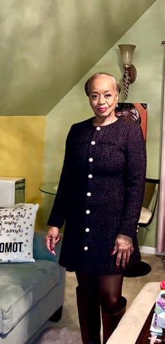 Customer photo review of Crew Neck Tweed A-Line Dress