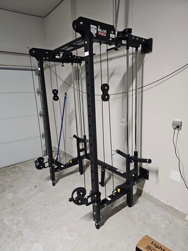 Customer photo review of All-In-One Home Gym Folding Power Rack Lightning F35