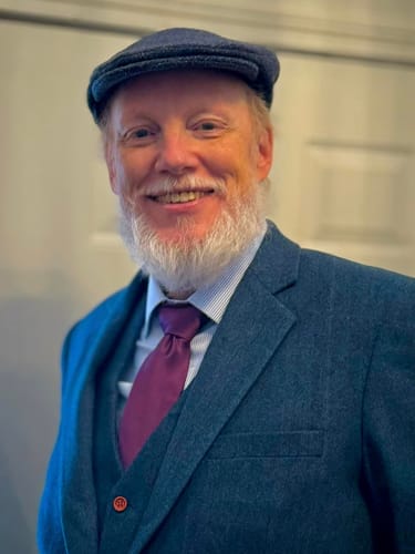 Customer photo review of Blue Herringbone Tweed 3 Piece Suit