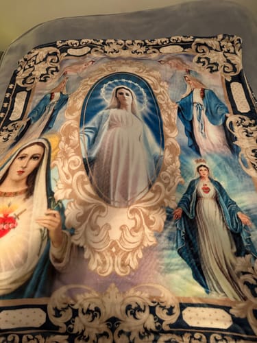 Customer photo review of Images of The Blessed Mother plush blanket- Pediatric Fundraiser