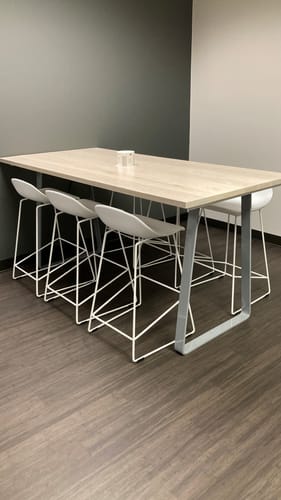 Customer photo review of Bell Shape Flat Bar Table & Bench Leg - Super Duty - 0.5" Thickness, 2.5" Wide - Moondust Grey