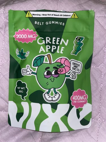 Customer photo review of Vixe Gummy Belts - Green Apple
