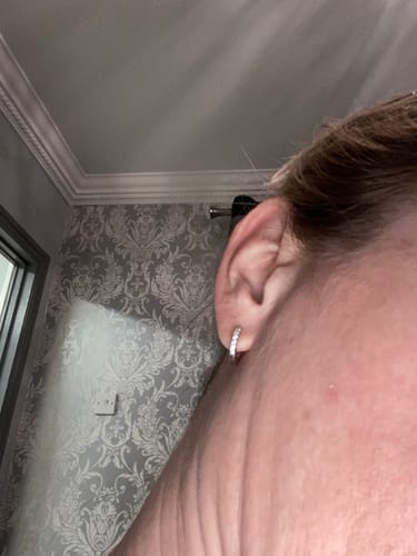 Customer photo review of Moissanite Hoop Earrings