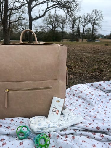 Customer photo review of The Fawn + Nordstrom Square Diaper Bag - Beige