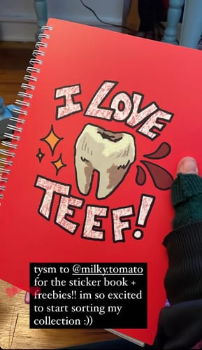 Customer photo review of I Love Teef Large Reusable Sticker Book