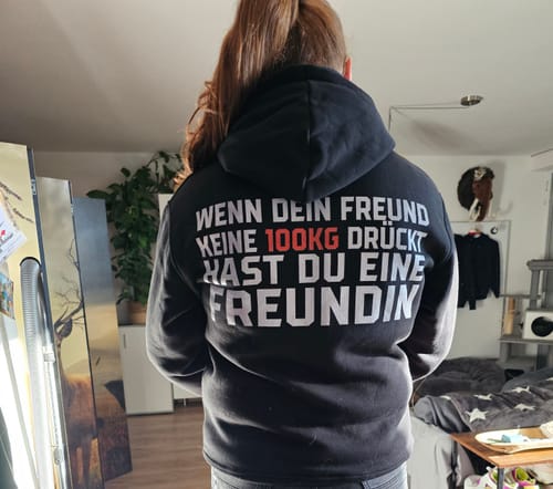 Customer photo review of 100KG - Premium Hoodie Unisex Backprint