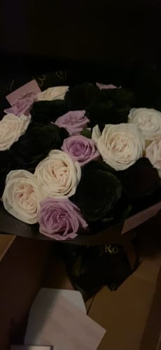 Customer photo review of Black & Light Purple Rose Bouquet