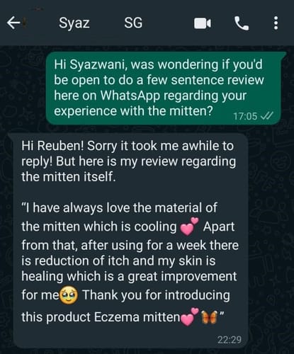 Customer photo review of Eczema Scratch Mitten