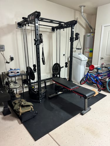 Customer photo review of Major Fitness F35 All-In-One Home Gym Wall-Mount Folding Power Rack
