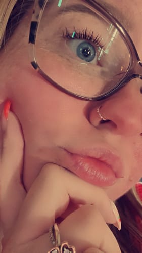 Customer photo review of Titanium Micro Gem Hinged Nose Hoop