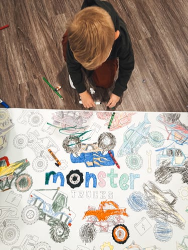 Customer photo review of Monster Trucks Coloring Banner
