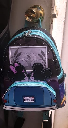 Customer photo review of Loungefly Disney Mickey and Minnie Date Night Drive-In Mini Backpack