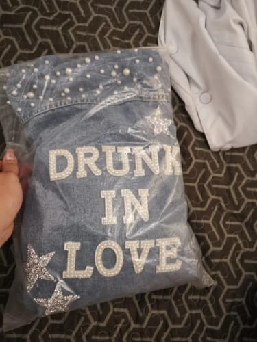 Customer photo review of PEARL EMBELLISHED BRIDE DENIM JACKET