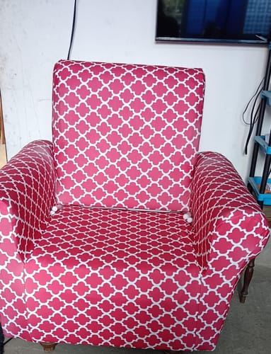 Customer photo review of Red Diamond Elastic Sofa Slipcovers