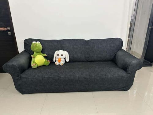 Customer photo review of Gray Velvet Elastic Sofa Slipcovers