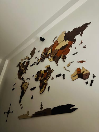 Customer photo review of 3D Wooden World Map Multicolor