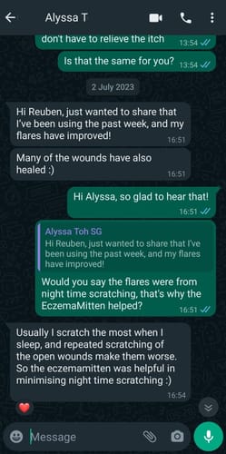 Customer photo review of Eczema Scratch Mitten