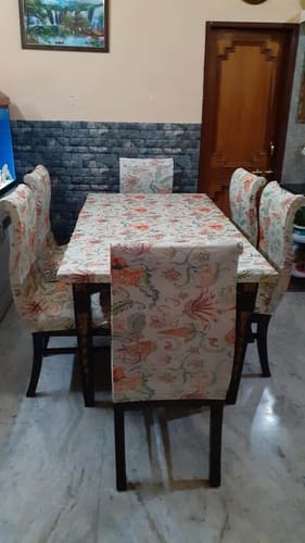 Customer photo review of Tropical Flower Elastic Table Chair Covers